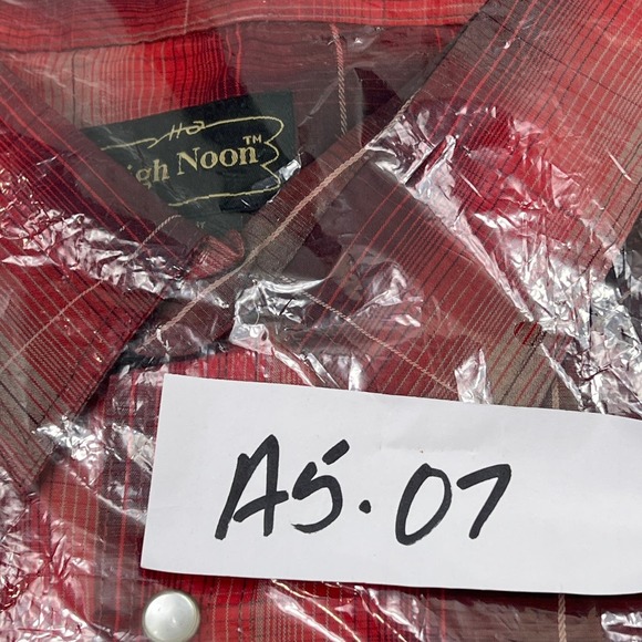 High Noon Western Shirt Mens X Large S/S Red Plaid Pearl Snaps NIP - Picture 7 of 7